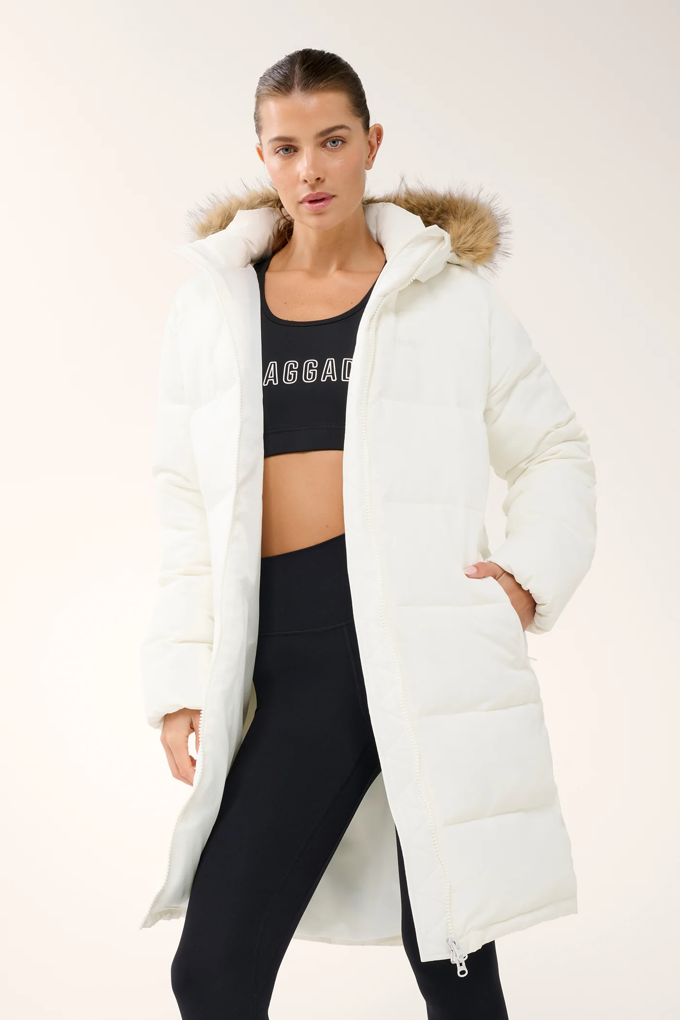 GLOW KNEE-LINE PUFFER JACKET OFF WHITE - Image 5
