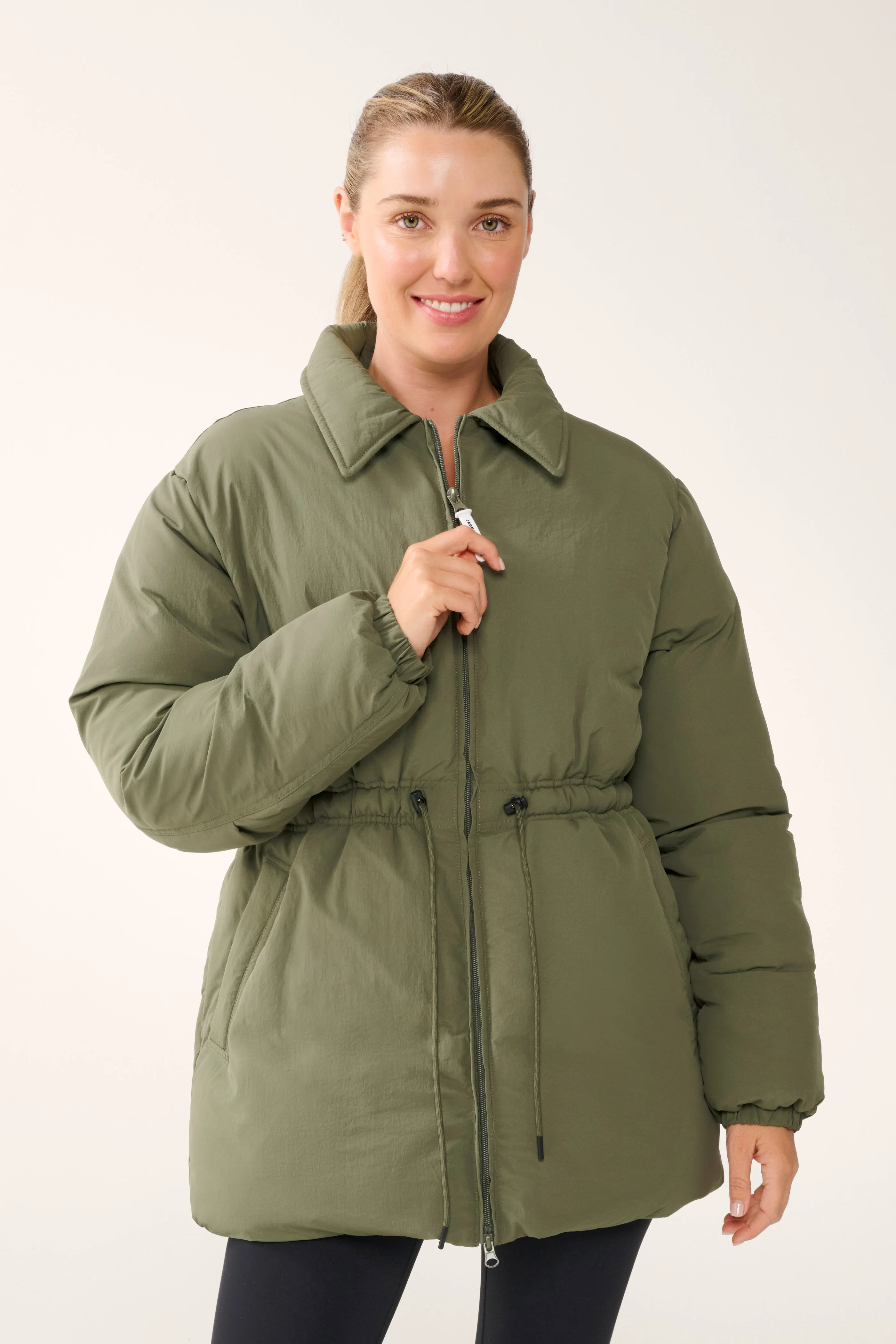 GREENWICH MID-LINE PUFFER JACKET KHAKI - Image 3