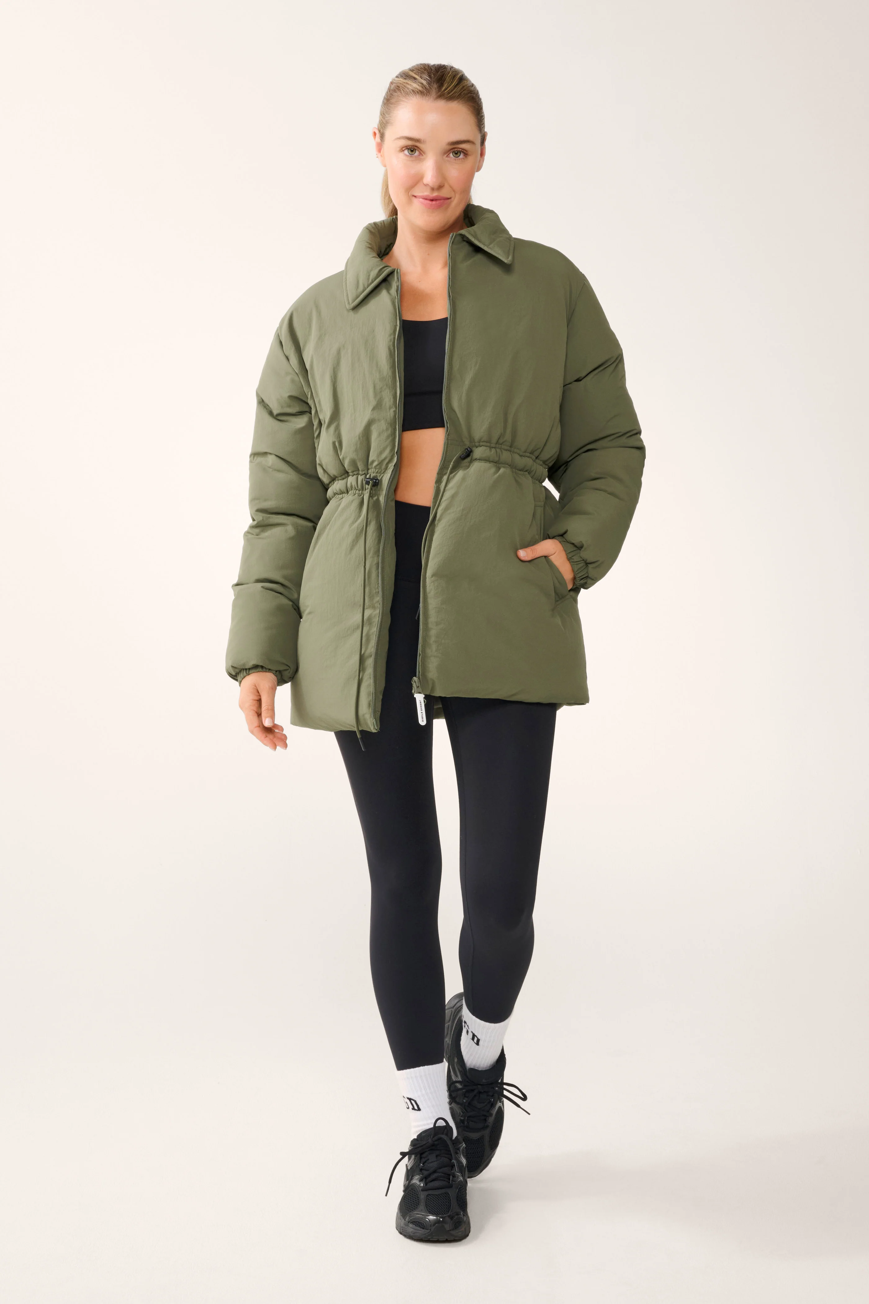 GREENWICH MID-LINE PUFFER JACKET KHAKI - Image 4