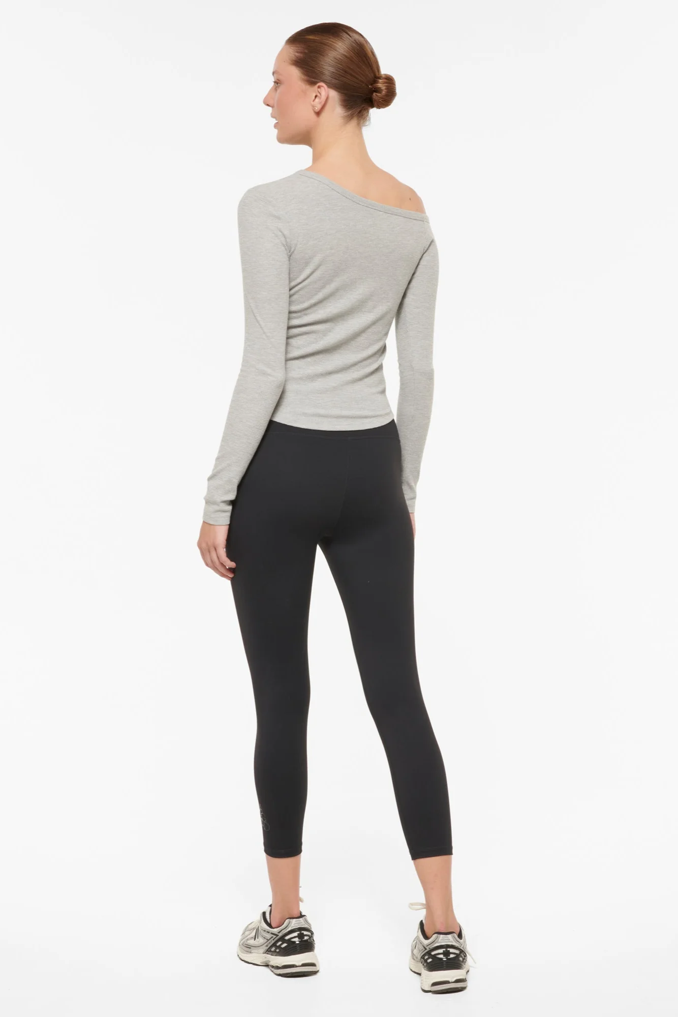 KEPLER OFF SHOULDER WAFFLE TOP GREY - Image 5