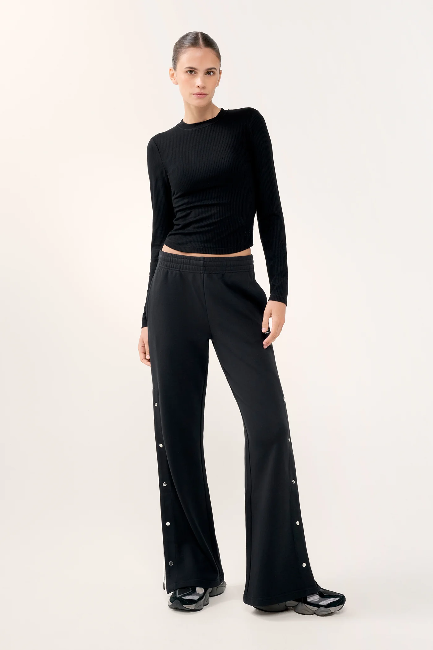 PENINSULA FITTED RIB LONG SLEEVE TOP BLACK - Image 3