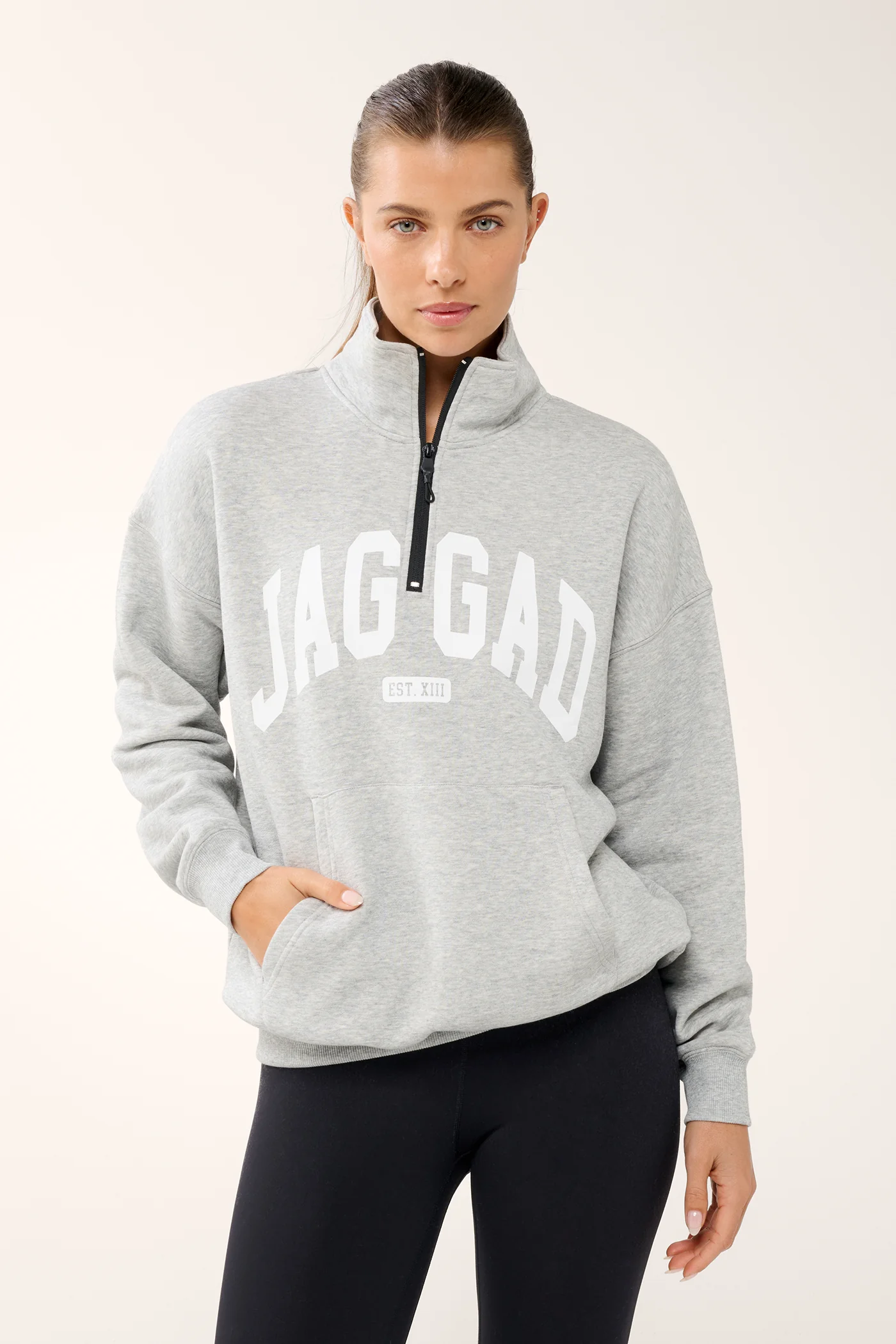 STUDIO HALF-ZIP SWEATER GREY - Image 4