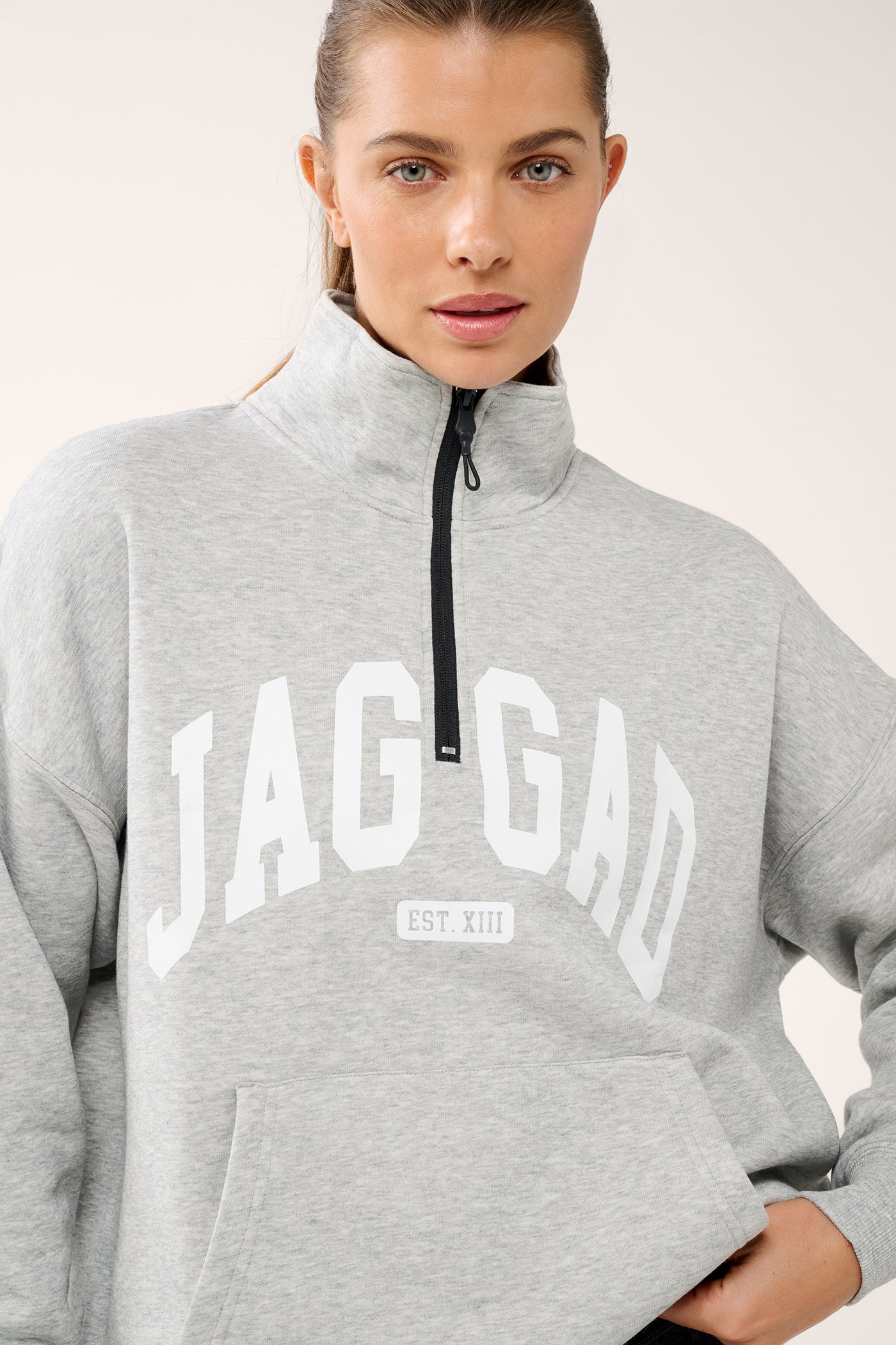 STUDIO HALF-ZIP SWEATER GREY - Image 5