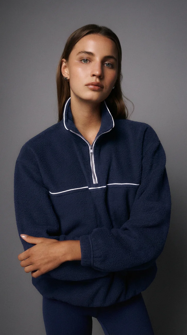 TERRAIN PIPED HALF-ZIP THERMAFLEECE SWEATER DARK NAVY - Image 3